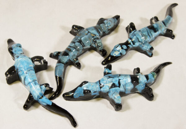 Set of Blue Precious Mineral Alligator Figurines