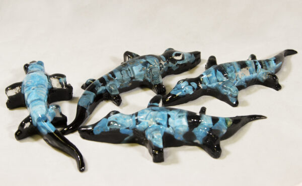 Blue Precious Mineral Alligator Figurines view from side