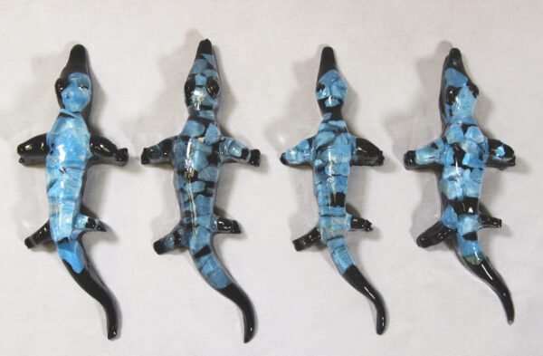 Blue Precious Mineral Alligator Figurines view from top
