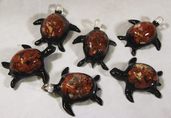 Large Red Precious Mineral Turtle Figurines view from top