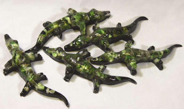Green Precious Mineral Alligator Figurines view from top