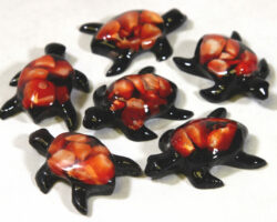 Set of Small Red Precious Mineral Turtle Figurines