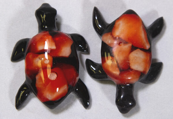 Small Red Precious Mineral Turtle Figurines view from top