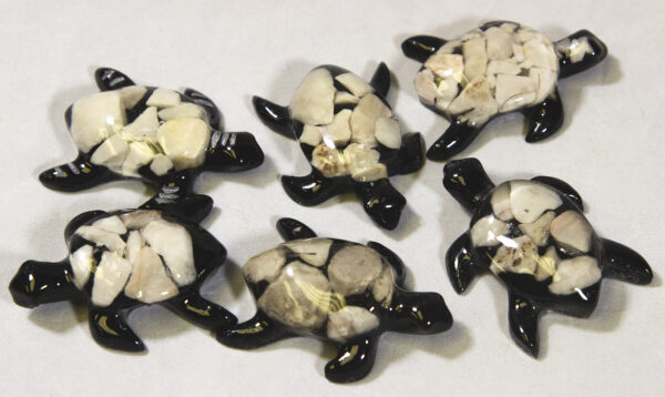 Set of Small White Precious Mineral Turtle Figurines