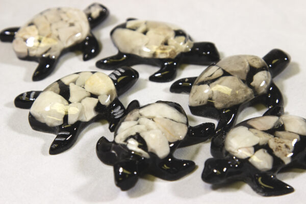 Small White Precious Mineral Turtle Figurines view from front