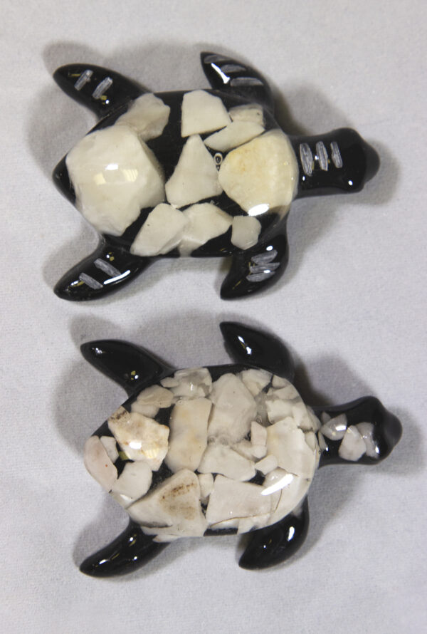 Small White Precious Mineral Turtle Figurines view from top