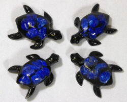 Set of Small Blue Precious Mineral Turtle Figurines