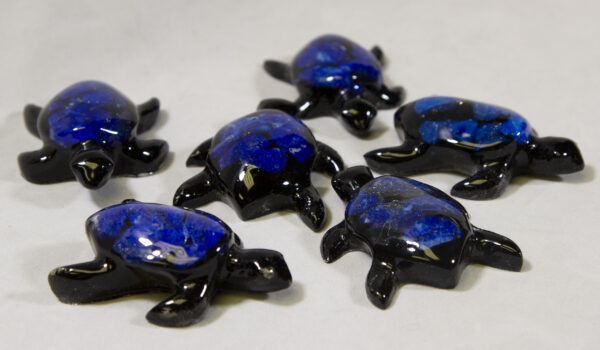 Small Blue Precious Mineral Turtle Figurines view from front