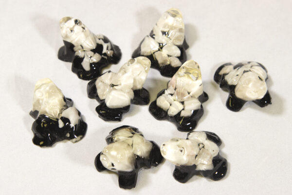 Small White Precious Mineral Frog Figurines view from top