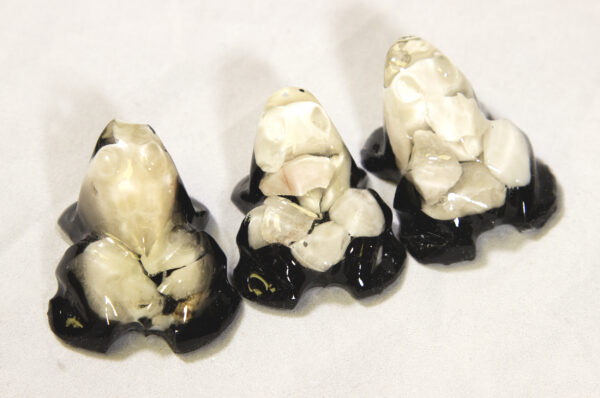 Small White Precious Mineral Frog Figurines view from back