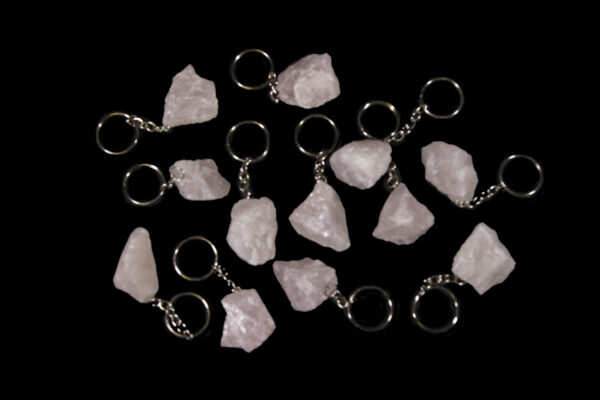 Rose colored Quartz Keychains view from top