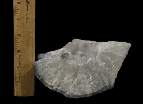 White Bloom Shaped Amethyst Cluster next to ruler to show height