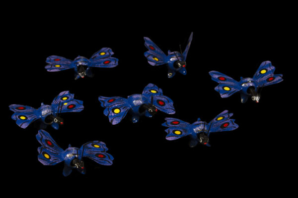 Set of several Dark Blue Looseneck Butterfly Figurines front