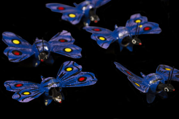 Set of several Dark Blue Looseneck Butterfly Figurines made from dried limoncello fruit