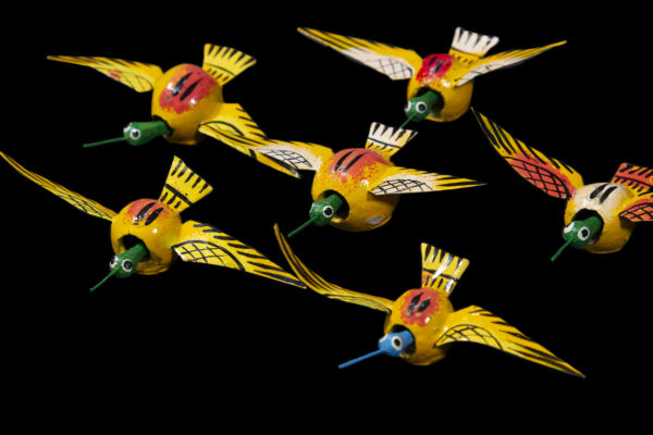 Yellow Looseneck Hummingbird Figurines side view