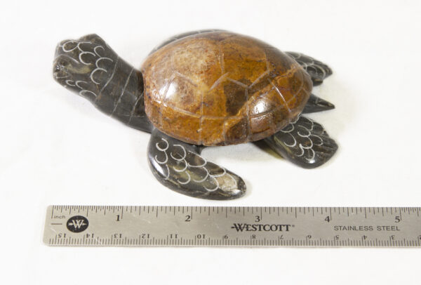 Marble Standing Turtle 4" with ruler for size