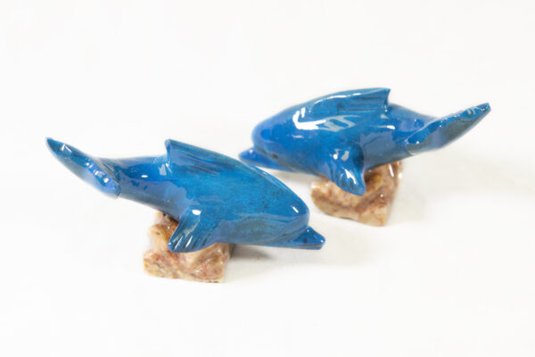 Two Marble Blue Dolphins 4"