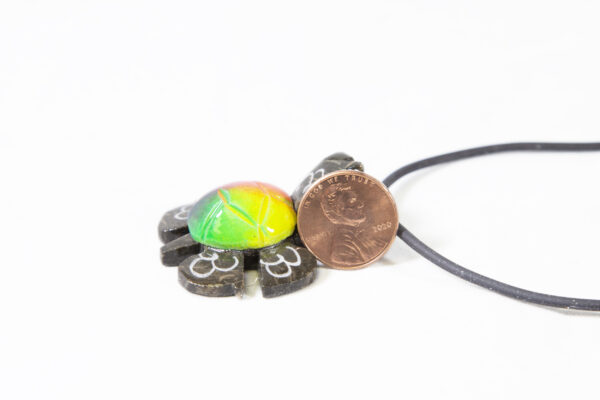 Two inch Marble Turtle Multicolor Necklaces with coin for size