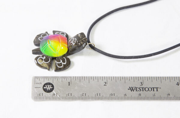 Two inch Marble Turtle Multicolor Necklaces with ruler for size