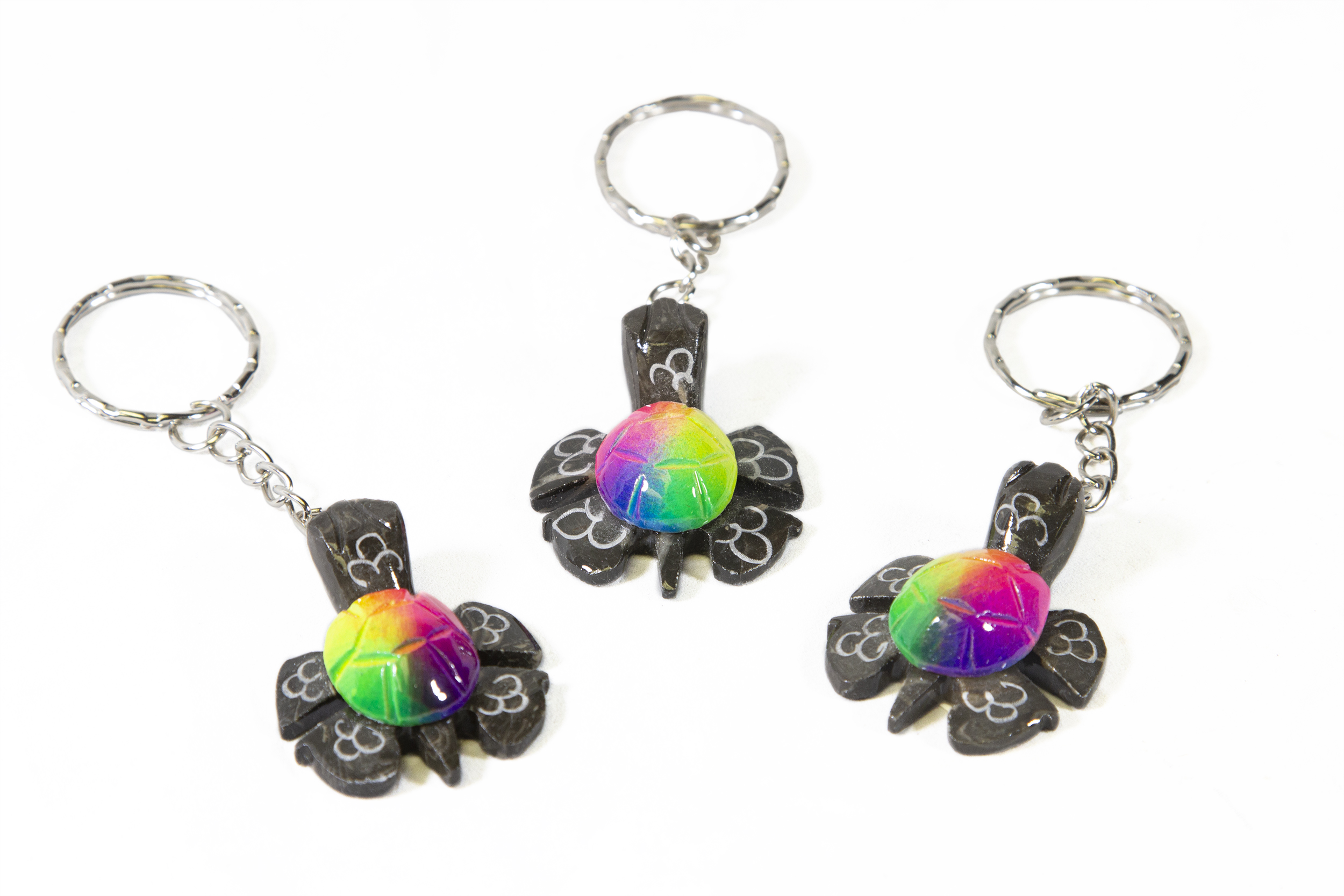 2 inch Marble Turtle Multicolor Key Chains