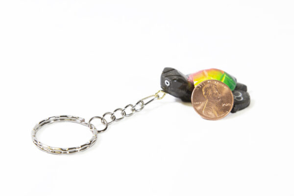 2 inch Marble Turtle Multicolor Key Chains with penny for size