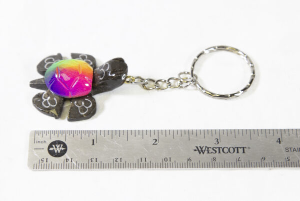 2 inch Marble Turtle Multicolor Key Chains with ruler for size