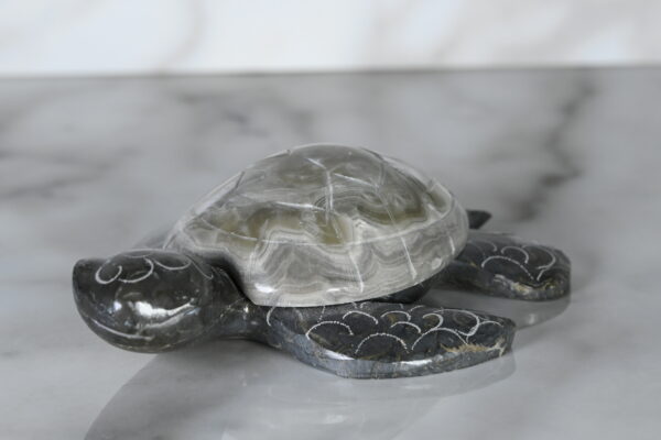 Gray Marble Natural Turtle 9"