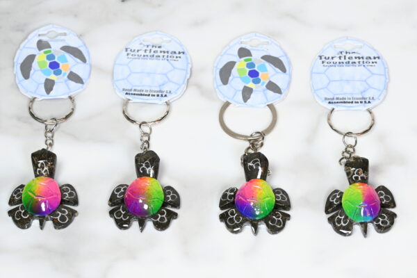 2 inch Marble Turtle Multicolor Key Chains with tags