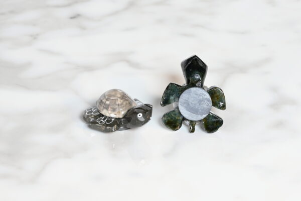 Two Natural Marble Turtle Magnet 1.5" front view