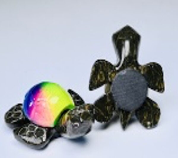 Two Multicolor Marble Turtle Magnet 1.5"