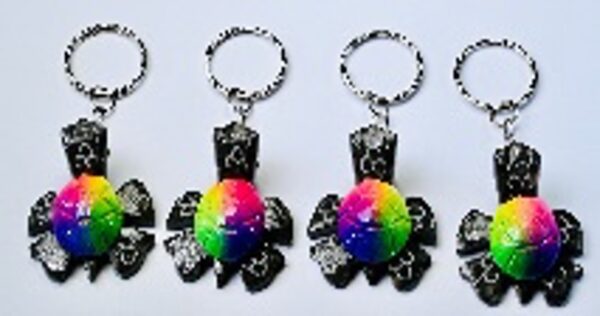 2 inch Marble Turtle Multicolor Key Chains without tags