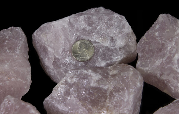 1-2 pound Rose Quartz Individual Pieces with coin for size