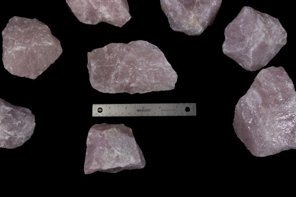 1-2 pound Rose Quartz Individual Pieces with ruler for width
