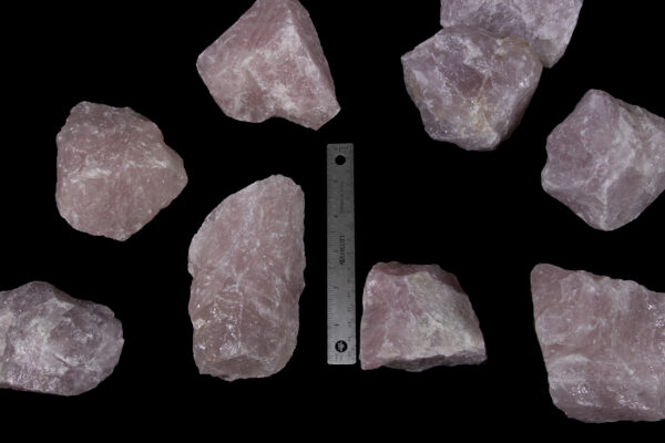 1-2 pound Rose Quartz Individual Pieces with ruler for height