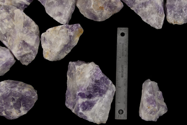 Chevron Amethyst Individual Pieces with ruler for height