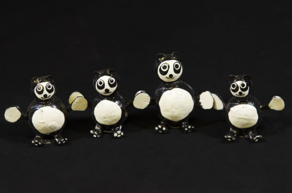 Black and White Looseneck Panda Figurines made from dried limoncello fruit