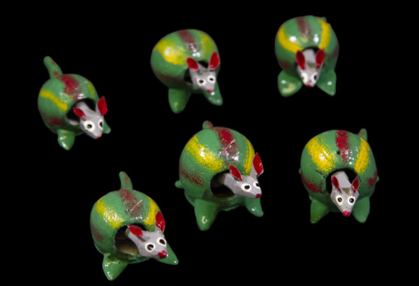 Green Looseneck Mice Figurines made from dried limoncello fruit