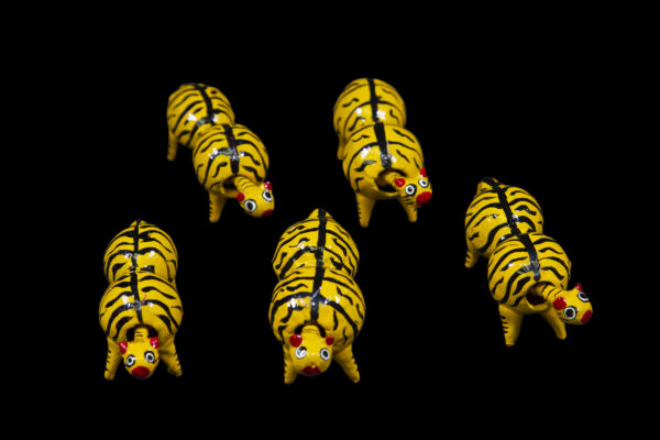 Yellow Looseneck Tiger Figurines top view