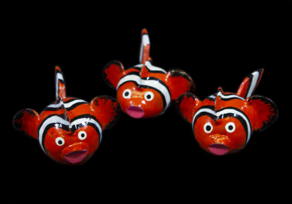 Red LooseNeck Clownfish Figurines made from dried limoncello fruit
