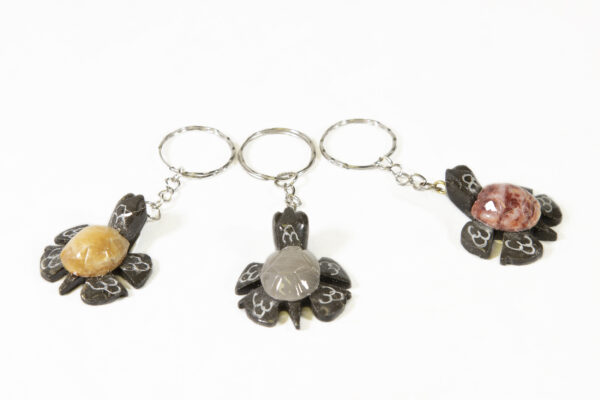 Marble Turtle Natural Key Chains 2"