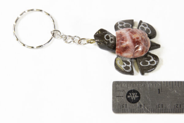 Marble Turtle Natural Key Chain 2" with ruler for size