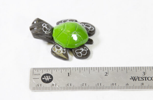 1.5 inch Green Marble Turtle with ruler for size