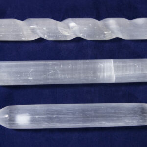 Selenite Wand 6" Varitey Pack of 3, Spiral Wand, Rounded Wand, Perfecto Wand