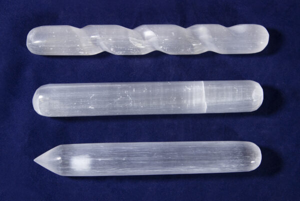 Six inch Selenite Wands three pack top view