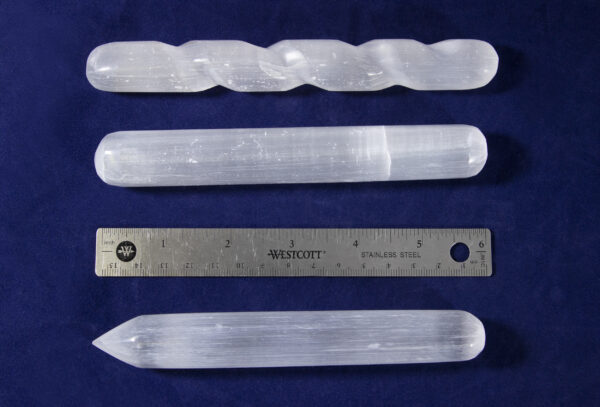 Six inch Selenite Wands three pack with ruler for size