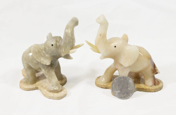 marble elephant with quarter