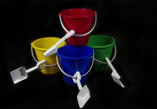 Small Assorted Plastic Pail and Shovel Set top view