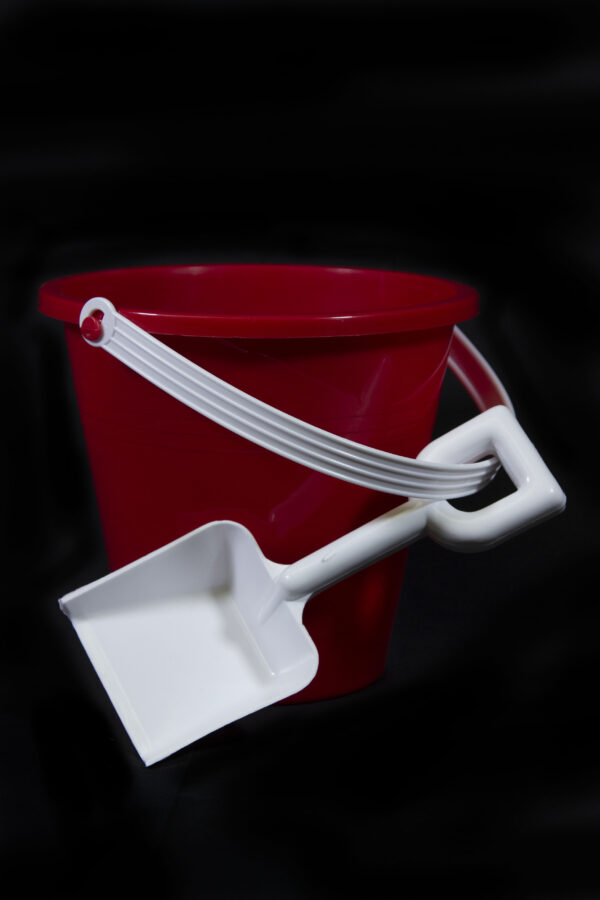 Red Bucket and shovel from Small Assorted Plastic Pail and Shovel Set