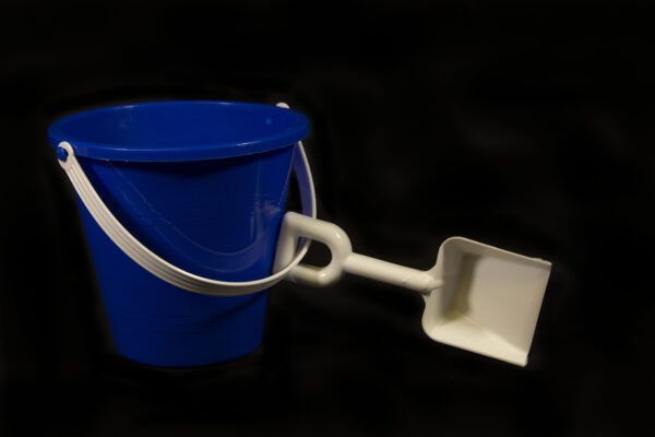Blue Bucket and shovel from Small Assorted Plastic Pail and Shovel Set