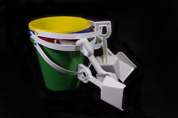Small Assorted Plastic Pail and Shovel Set with buckets stacked
